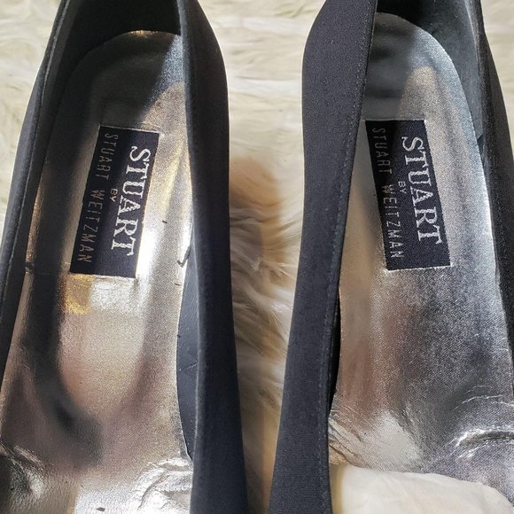 Stuart Weitzman Peau de Soie Rhinestone Heels, 9AA - Picture 6 of 11